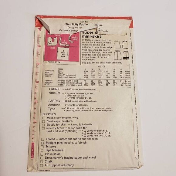 Vintage Simplicity Sewing Pattern - Picture 2 of 3